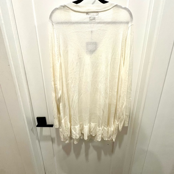 NWT. Womens white pull-on sweater with ruffle - Picture 2 of 4
